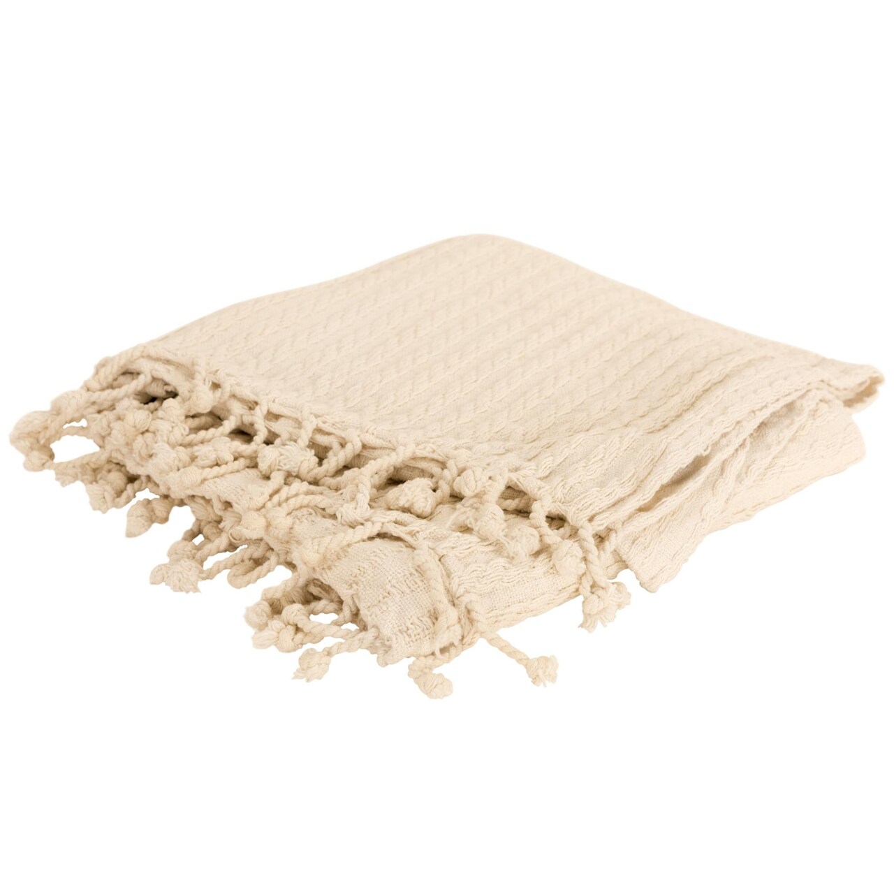 Edge Collections - 50" x 50" - Cream - Cozy Knitted Throw Blanket for Stylish Decor - 1 Piece